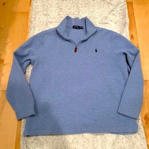 Polo Ralph Lauren Men’s Quarter Zip Sweater (XL, Light Blue)